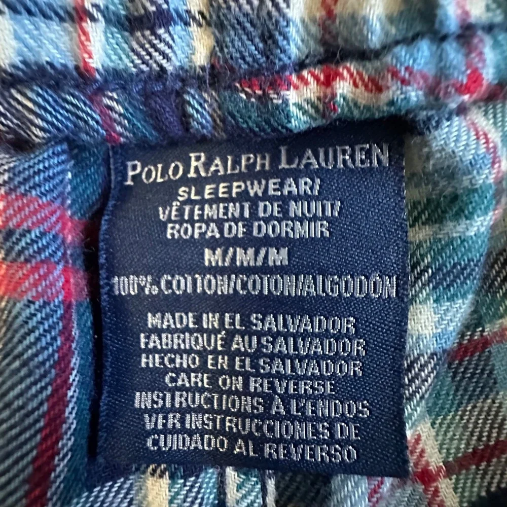 Polo Ralph Lauren Pants Men's‎ Medium Blue Red Plaid Flannel Pajama Sleepwear